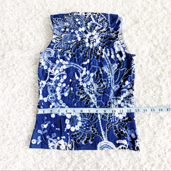 Alberto Makali Beaded Blue Floral Tank Top NWT - Picture 5 of 6